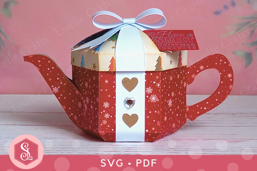 Christmas Present Teapot Box by Esselle Crafts