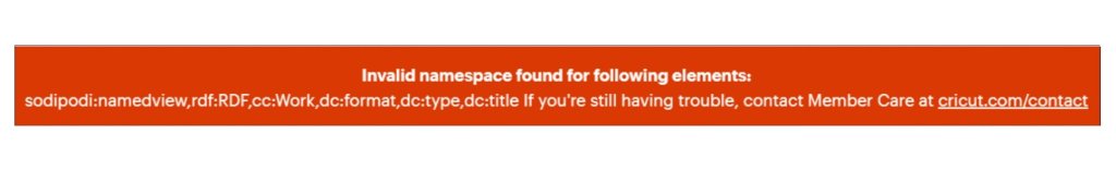 sodipodi:namedview Cricut Design Space Error