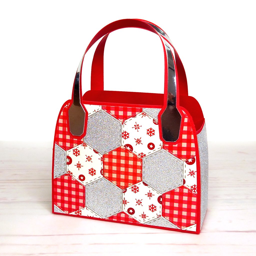 Upcycled Red Patchwork Favour Bag by Esselle Crafts
