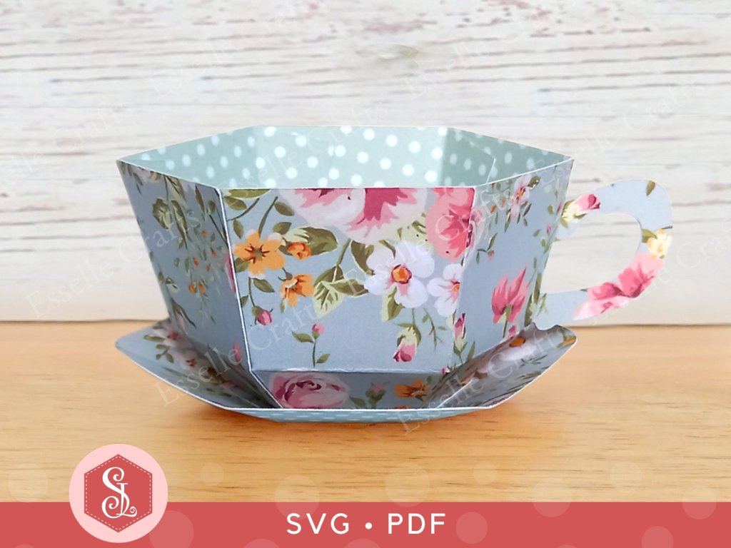 Blue Vintage Style Teacup and Saucer Favour Box by Esselle Crafts