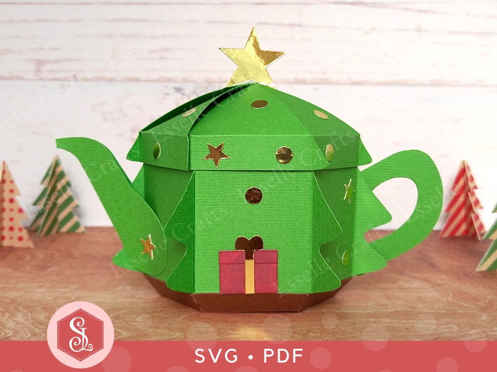 Paper Craft Christmas Tree Teapot Box for Gift Giving
