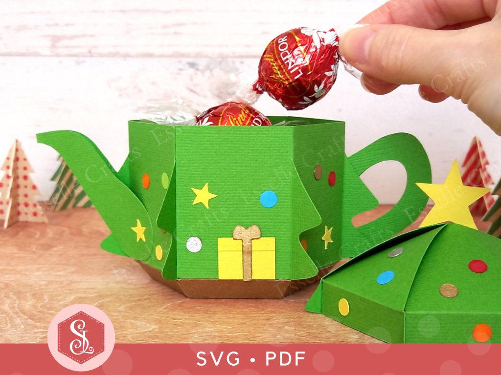 Paper Craft Christmas Tree Teapot Box for Gift Giving