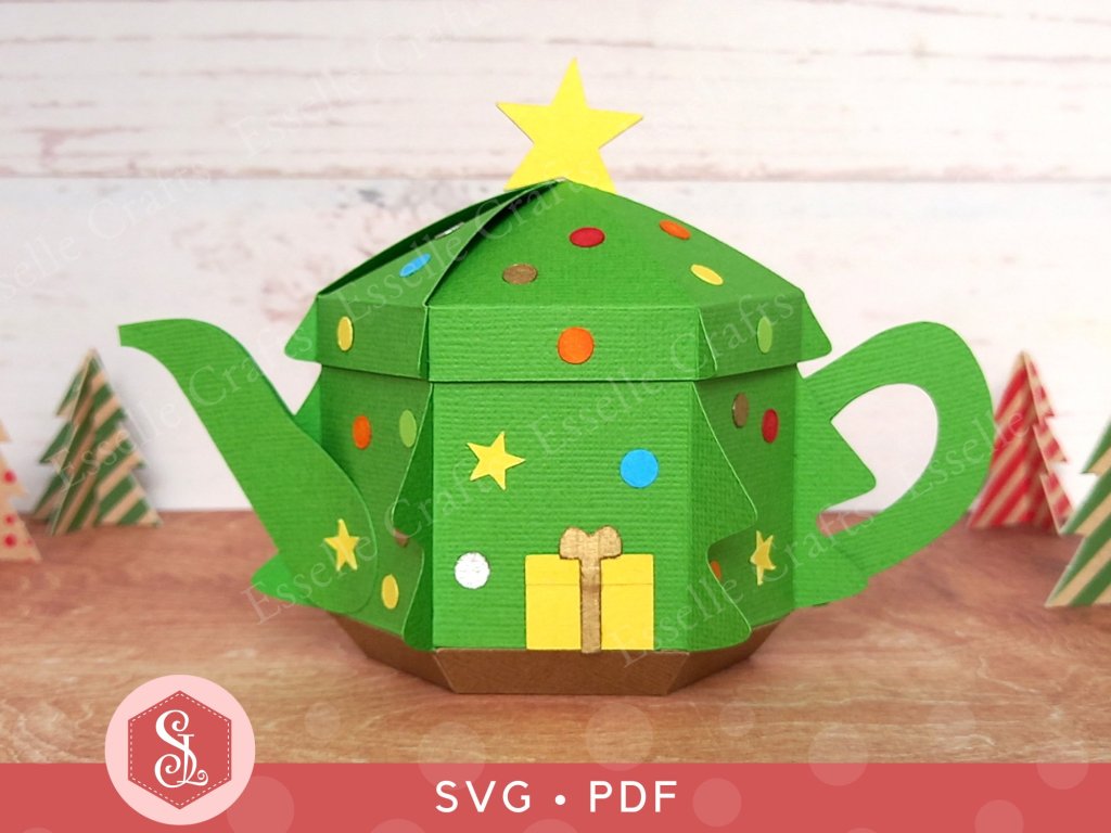 Paper Craft Christmas Tree Teapot Box for Gift Giving