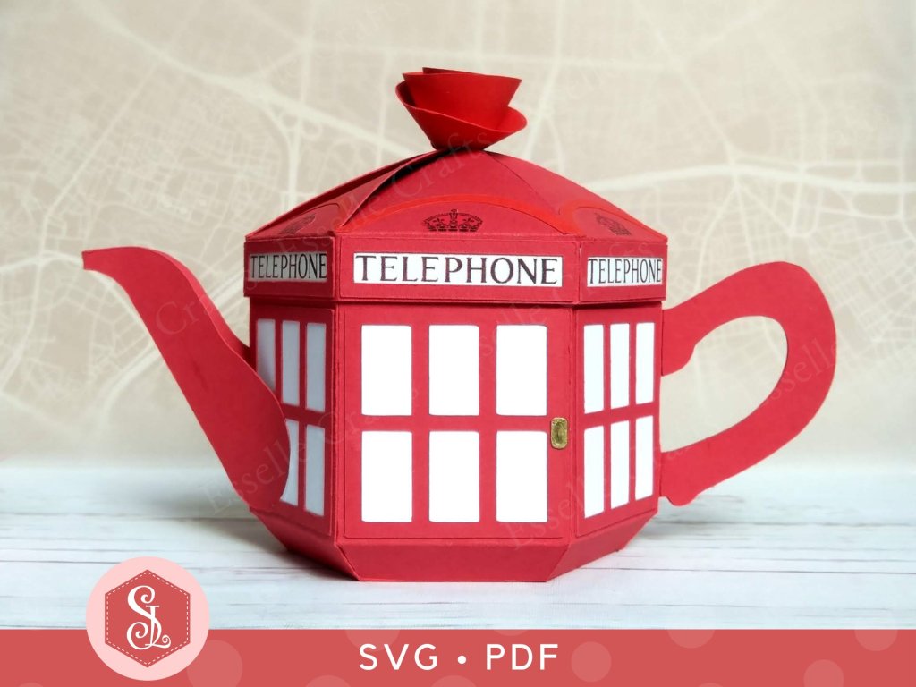 Paper Craft Red Telephone Teapot Box for Gift Giving