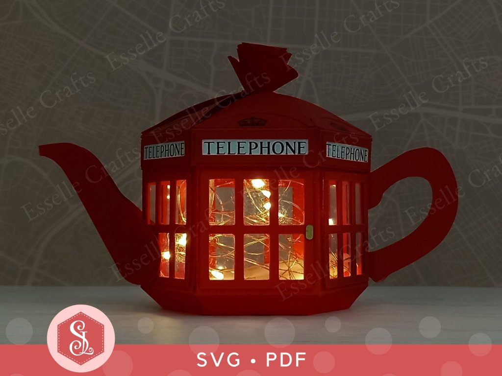 Paper Craft Red Telephone Teapot Box for Gift Giving