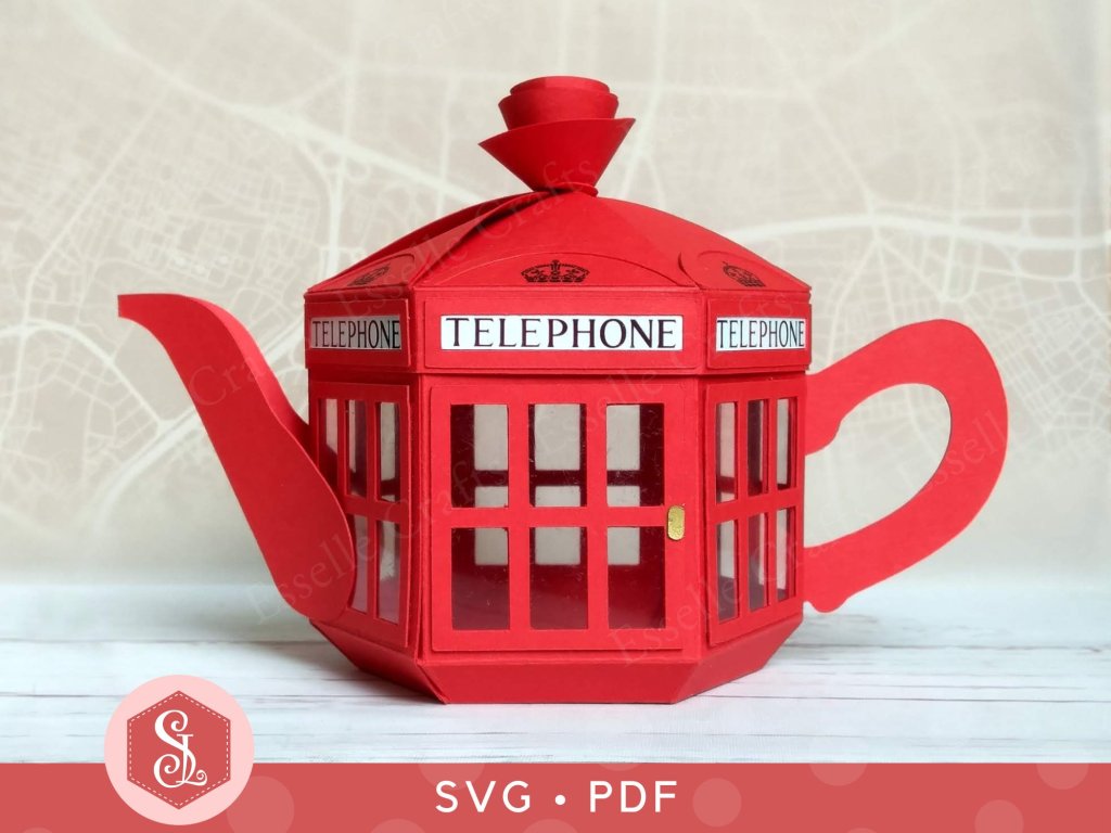 Paper Craft Red Telephone Teapot Box for Gift Giving