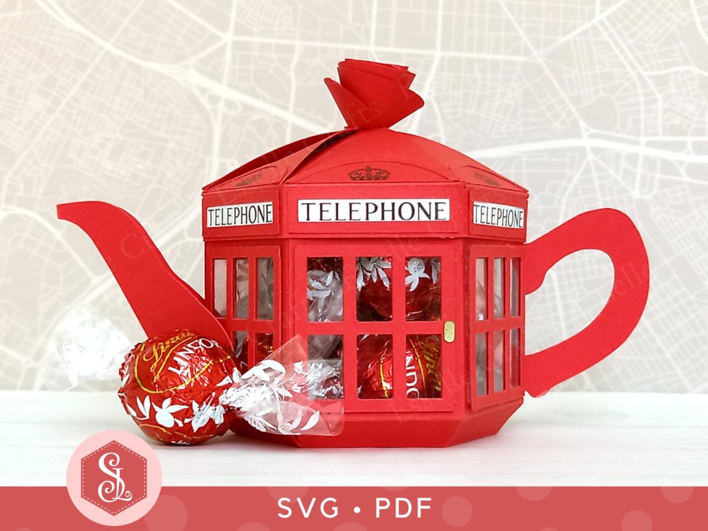 Paper Craft Red Telephone Teapot Box for Gift Giving