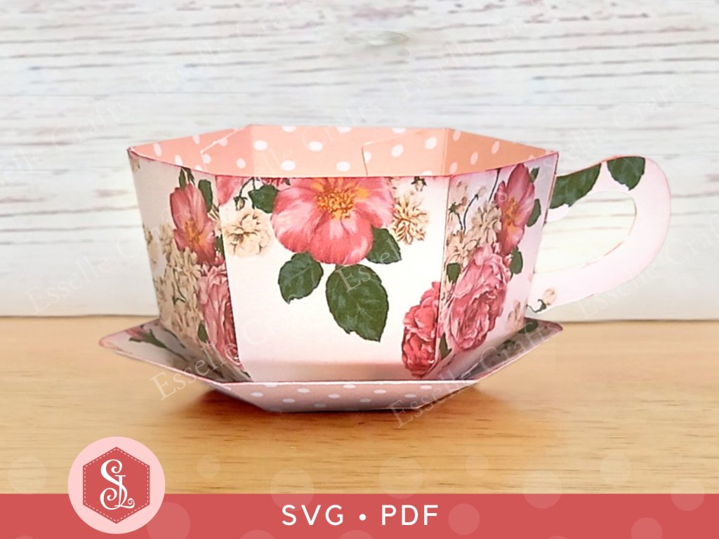 Pink Vintage Style Teacup and Saucer Favour Box by Esselle Crafts