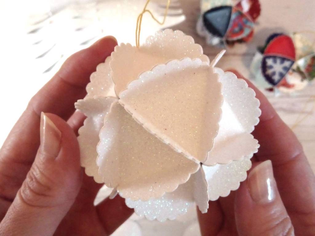 Upcycled Christmas Cracker Glitter Baubles as Hanging Decorations