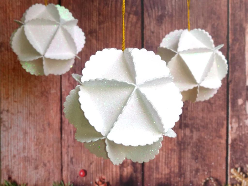 Upcycled Christmas Cracker Glitter Baubles as Hanging Decorations