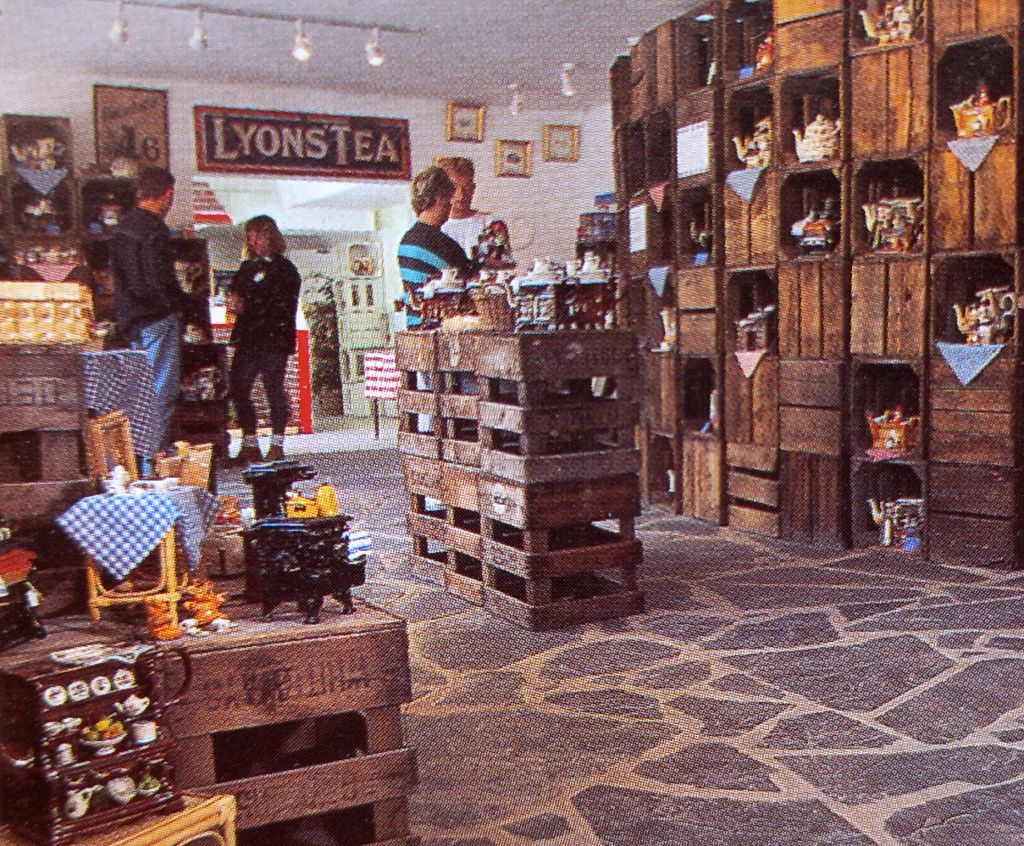 A view inside the gift shop of the old Cardew Teapottery in Bovey Tracey Devon