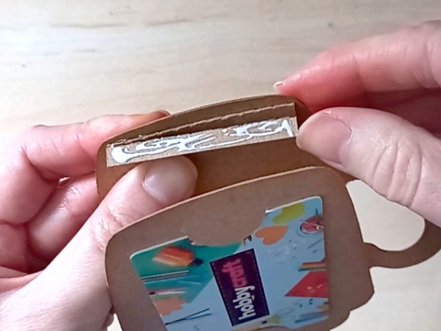 Making a papercraft gift card holder in the style of a pumpkin spice latte mug.