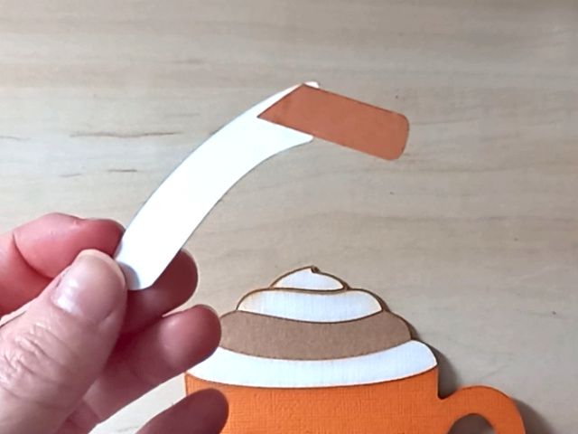 Making a papercraft gift card holder in the style of a pumpkin spice latte mug.